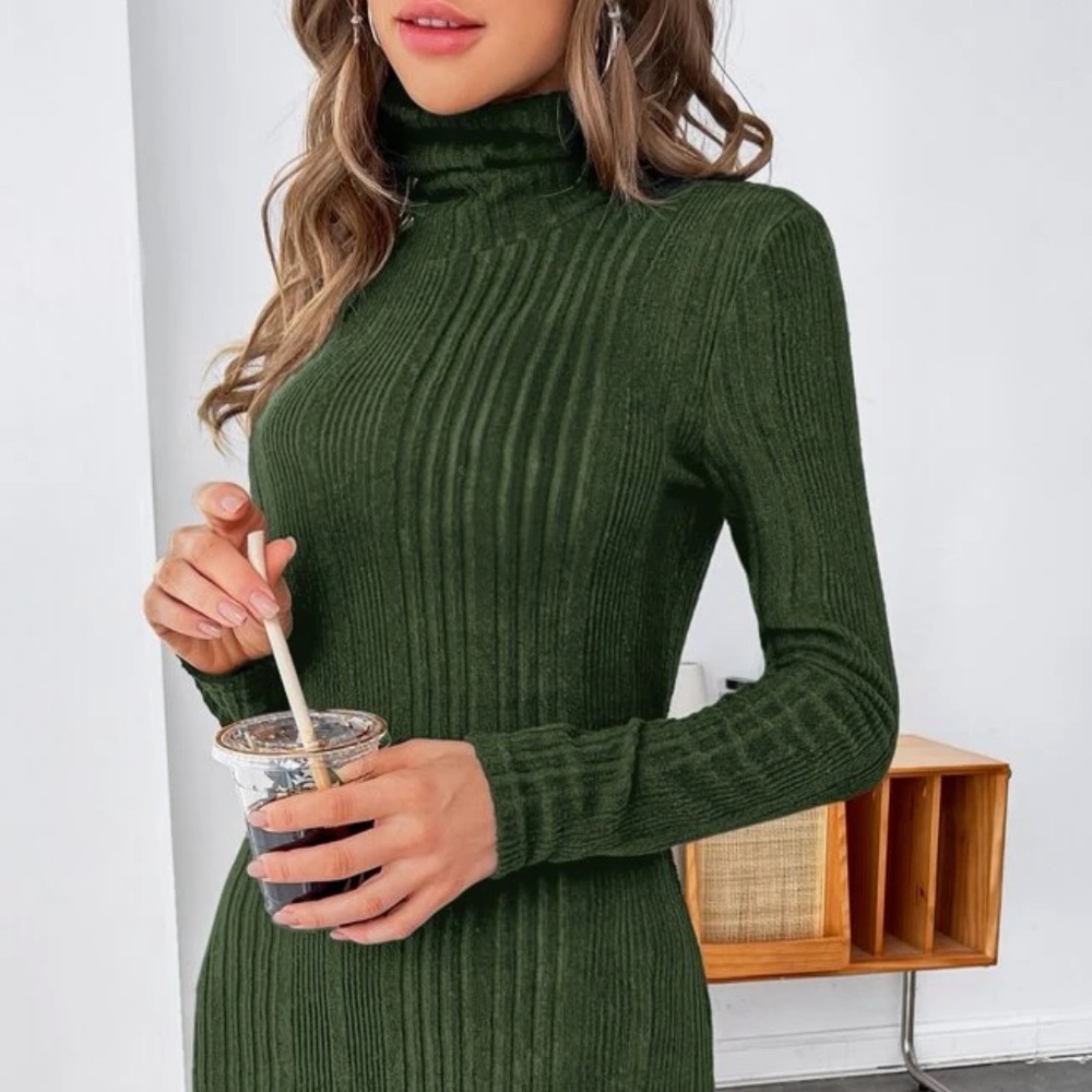 High Neck Knit Bodycon Dress
